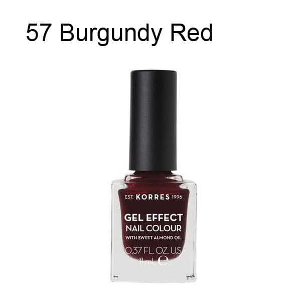 Korres Gel Effect Nail Colour 11ml - 57 Burgundy Red