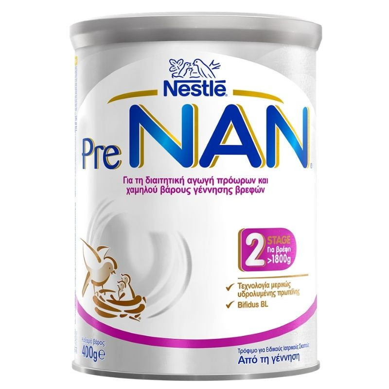 Nestle Pre Nan Stage 2 Γάλα για Λιποβαρή & Πρόωρα Βρέφη, 400gr