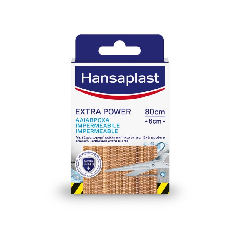 Hansaplast Extra Power DL Αδιάβροχα με Έξτρα Κολλητική Ικανότητα, 8τεμ (10cm x 6cm)