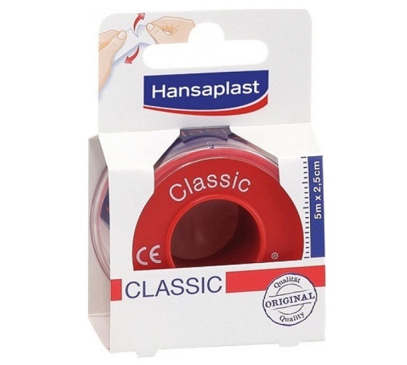 Hansaplast Classic Ταινία Στερέωσης για Επιθέματα, Γάζες, Επιδέσμους και Ιατρικό Εξοπλισμό, 2,5cm x 5m