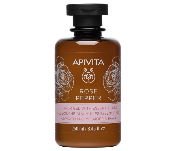 Apivita Rose Pepper Shower Gel Aφρόλουτρο με Aιθέρια Έλαια απο Τριαντάφυλλο και Μαύρο Πιπέρι, 250ml