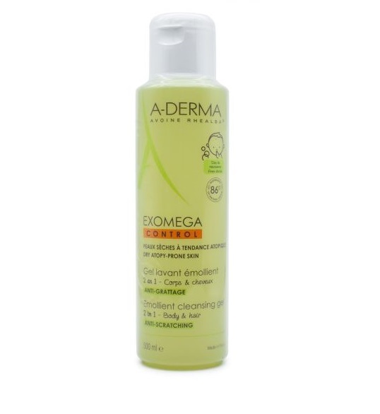 A-Derma Exomega Control Emollient Cleansing Gel 2 in 1 Τζελ Καθαρισμού Προσώπου/Σώματος για το Ατοπικό Δέρμα, 500ml