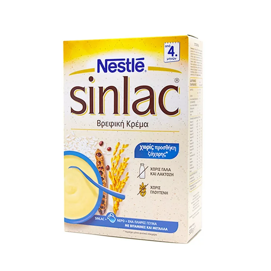 Nestle Βρεφική Κρέμα Sinlac 4m+ Χωρίς Ζάχαρη 500gr